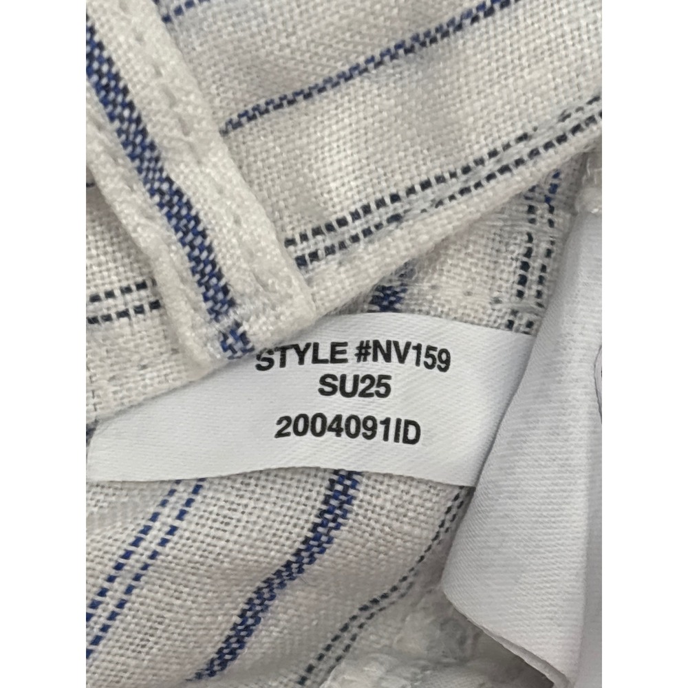 Madewell The Zoe Relaxed Wide Pant 100% Linen Striped White Blue size 6 NV159 - Picture 13 of 13